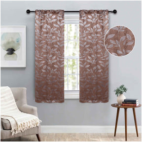 Leaves Room Darkening Washable Blackout Curtain Panels, Set of 2