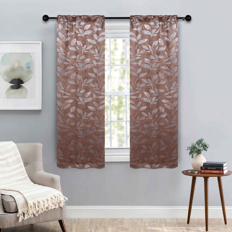 Leaves Room Darkening Washable Blackout Curtain Panels, Set of 2