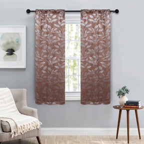 Leaves Room Darkening Washable Blackout Curtain Panels, Set of 2