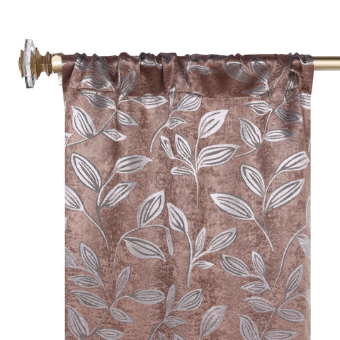 Leaves Room Darkening Washable Blackout Curtain Panels, Set of 2