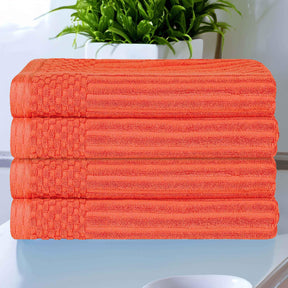 Soho Ribbed Cotton Absorbent Bath Towel Set of 4