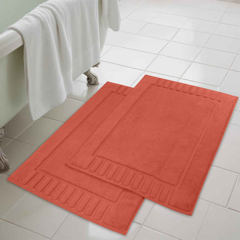 Leo Cotton Modern Absorbent Heavy Washable Bath Mat Set of 2