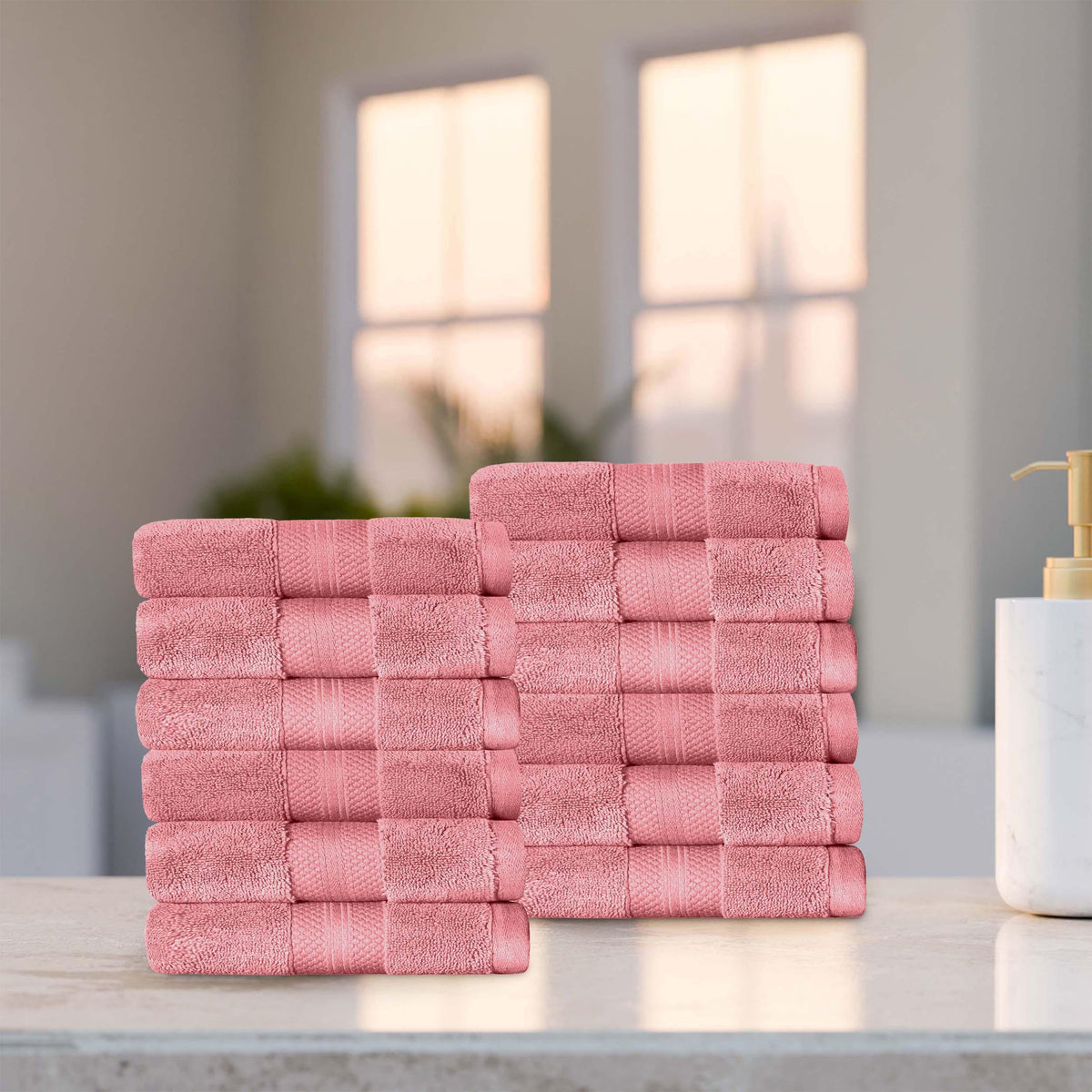 Superior Premium Turkish Cotton 12-Piece Face Towel Set