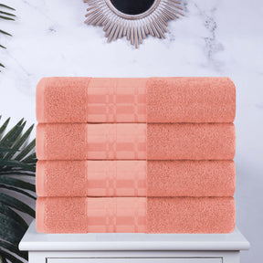 Larissa Cotton Geometric Border Bath Towel Set of 4