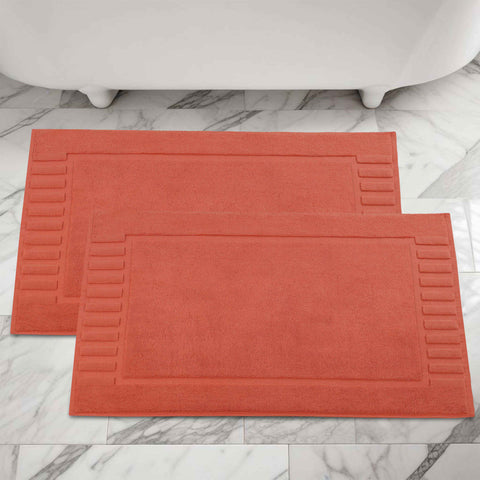 Leo Cotton Modern Absorbent Heavy Washable Bath Mat Set of 2