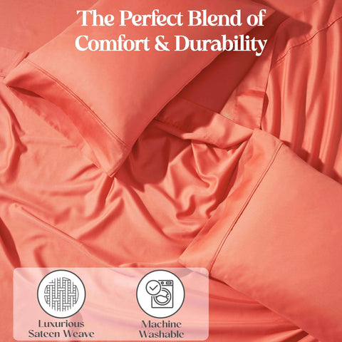1200 Thread Count Cotton Rich Bed Sheet Set Solid Deep Pocket