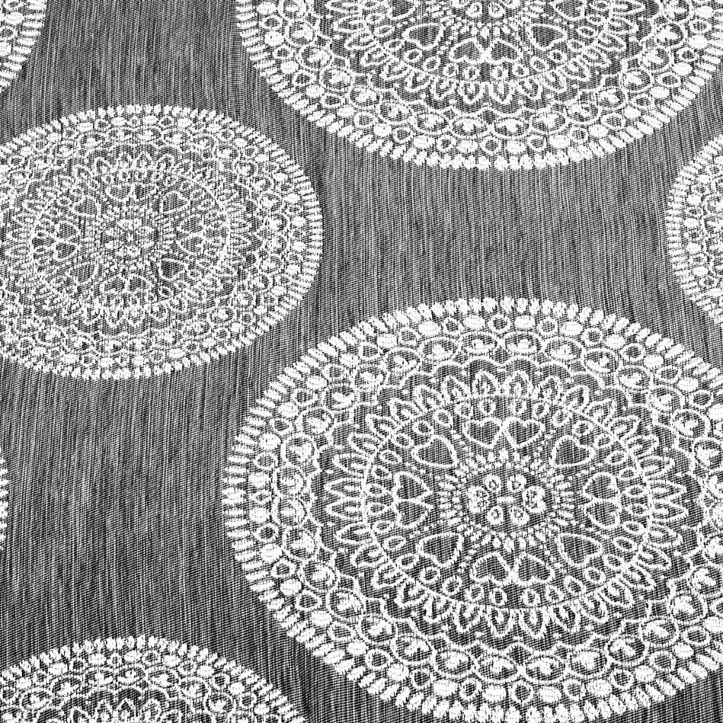 Cordon Jacquard Grommet Floral Medallion Curtain Panel Set