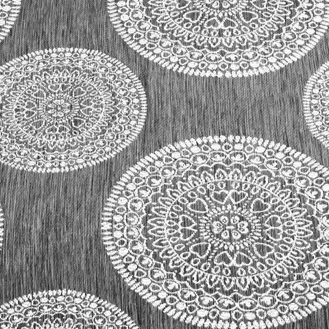Cordon Jacquard Grommet Floral Medallion Curtain Panel Set