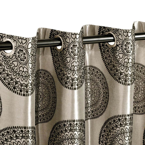 Cordon Jacquard Grommet Floral Medallion Curtain Panel Set