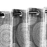 Cordon Jacquard Grommet Floral Medallion Curtain Panel Set