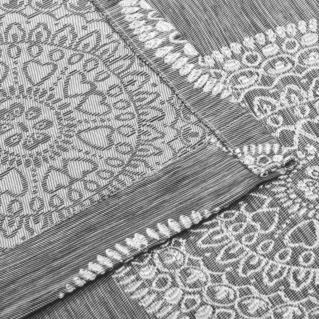 Cordon Jacquard Grommet Floral Medallion Curtain Panel Set