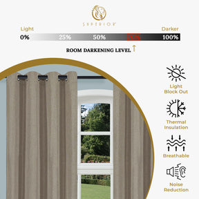 Linen Pattern Washable Room Darkening Blackout Curtain Set 52" - 8 Pieces