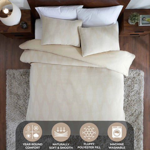 Manali Cotton All Season Bedding Diamond Lattice Woven Comforter Set