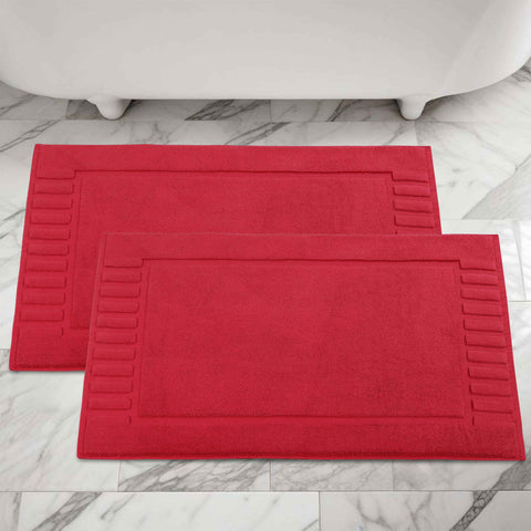 Leo Cotton Modern Absorbent Heavy Washable Bath Mat Set of 2