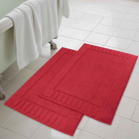 Leo Cotton Modern Absorbent Heavy Washable Bath Mat Set of 2