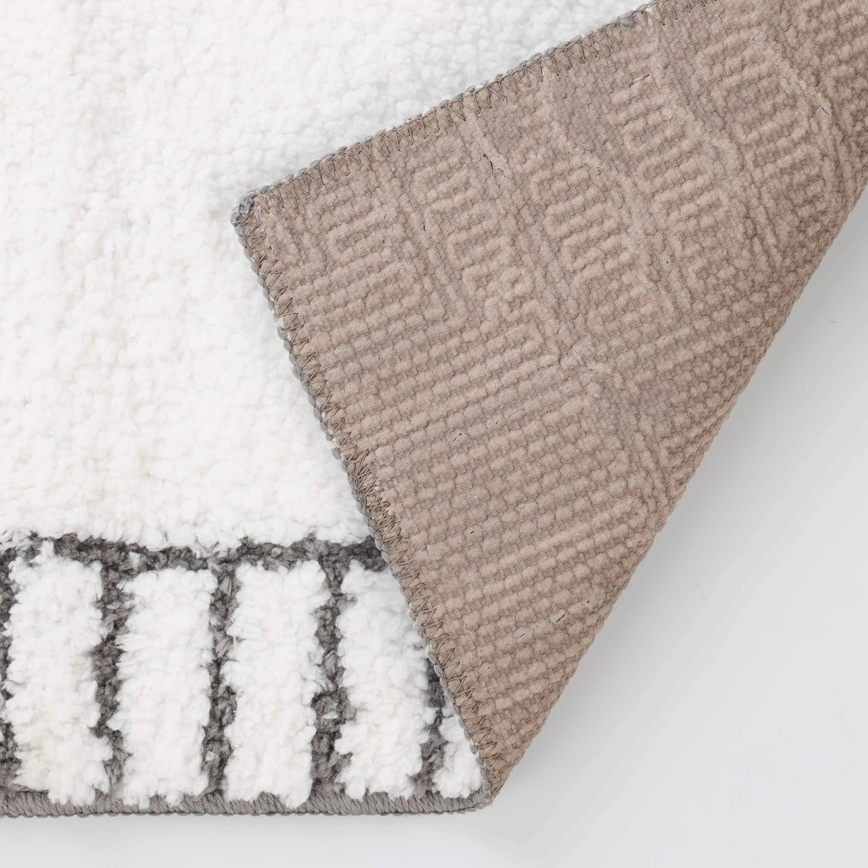 Inaya Modern Striped Tufted Shag Machine Washable Bath Rugs, Set of 2