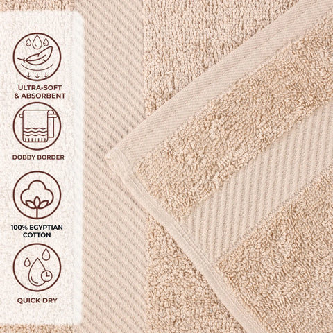 Egyptian Cotton Dobby Border Medium Weight 6 Piece Hand Towel Set