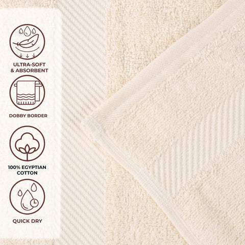Egyptian Cotton Dobby Border Medium Weight 6 Piece Hand Towel Set
