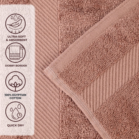 Egyptian Cotton Dobby Border Medium Weight 6 Piece Hand Towel Set