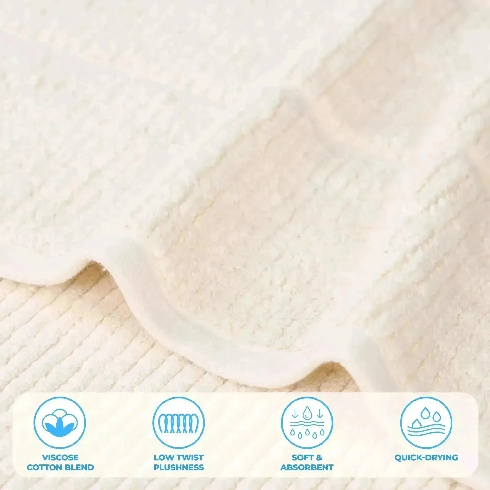 Viscose Cotton Blend Ribbed Bath Towel Set of 2