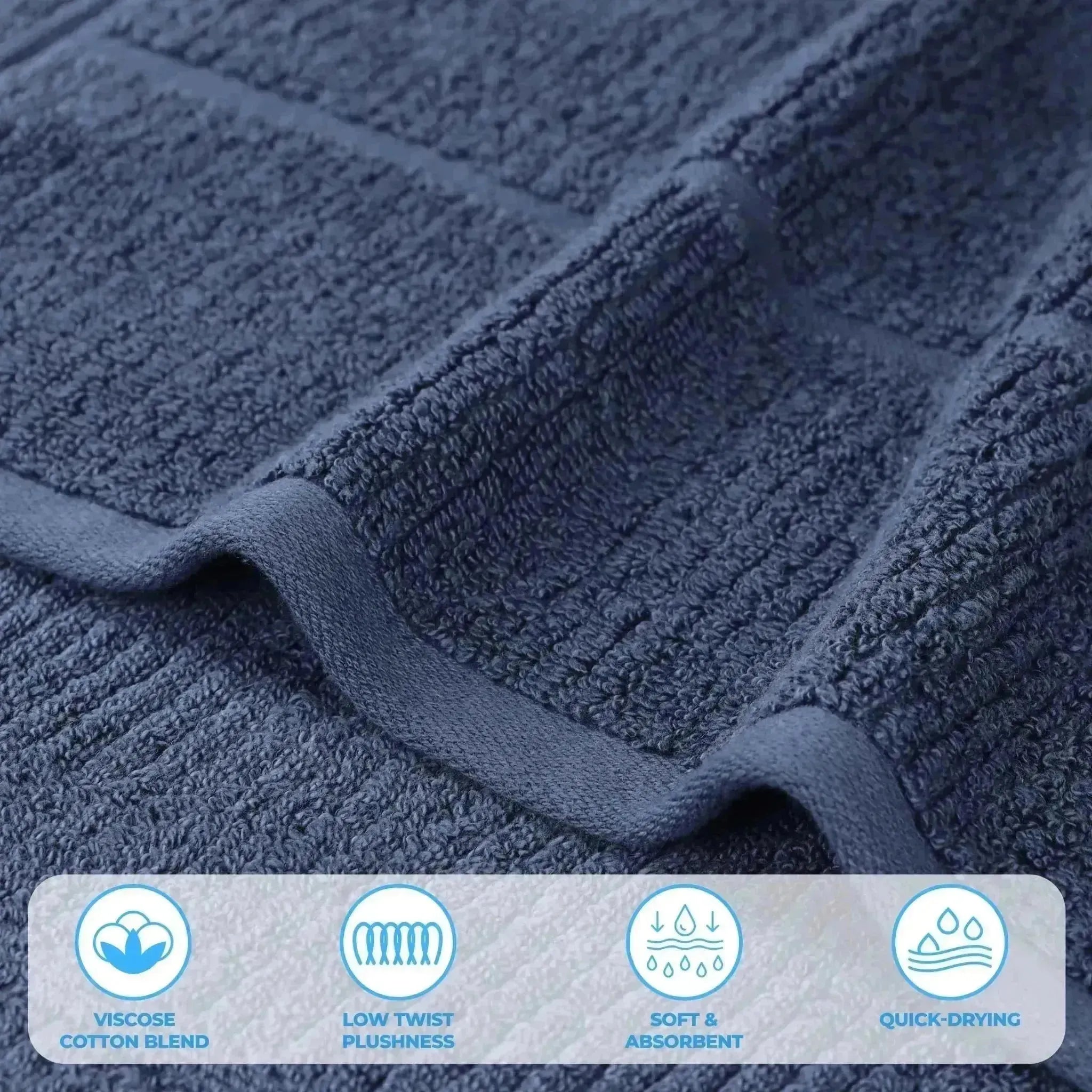 Viscose Cotton Blend Ribbed Bath Towel Set of 2