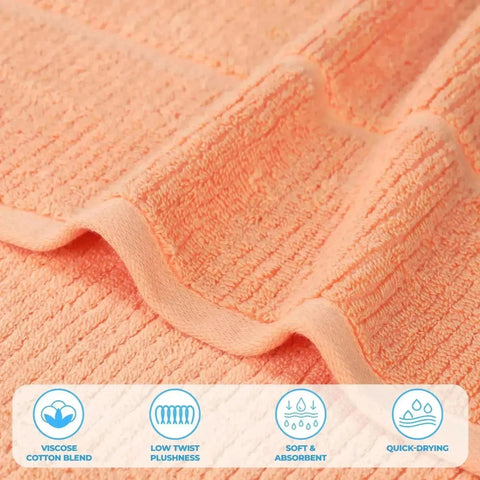 Milo Smart Twist Viscose Cotton Blend Ribbed Bath Sheets, Set of 2
