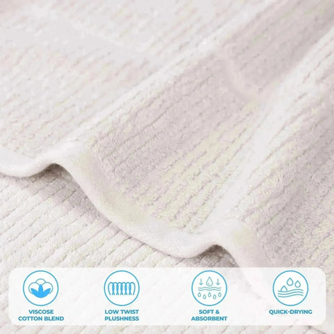 Milo Smart Twist Viscose Cotton Blend Ribbed Bath Sheets, Set of 2