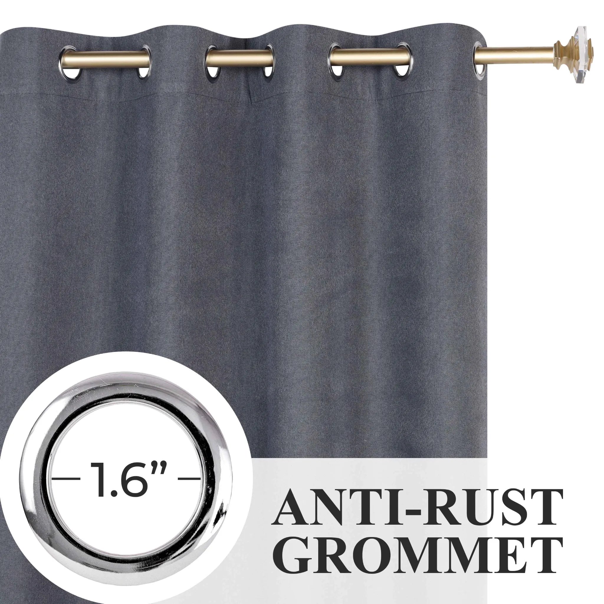 Neal 100% Blackout Machine Washable Grommet Curtains, Set of 2 Panels
