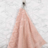 Rolla Cotton Geometric Jacquard Plush Face Towel Washcloth Set of 12