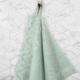 Rolla Cotton Geometric Jacquard Plush Face Towel Washcloth Set of 12