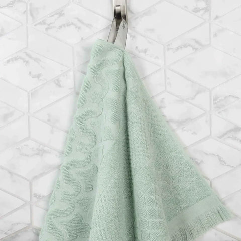 Rolla Cotton Geometric Jacquard Plush Soft Absorbent 9 Piece Towel Set