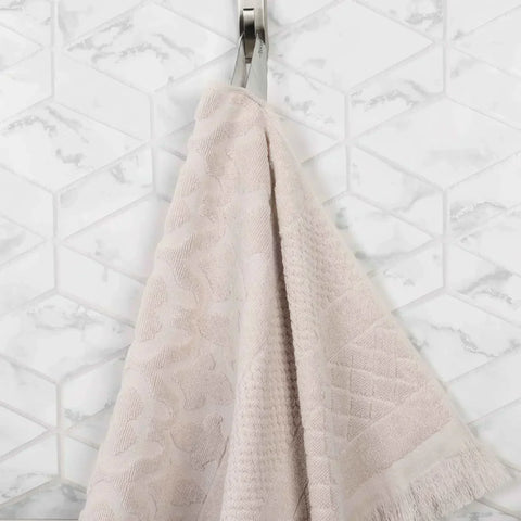 Rolla Cotton Geometric Jacquard Plush Soft Absorbent 6 Piece Towel Set