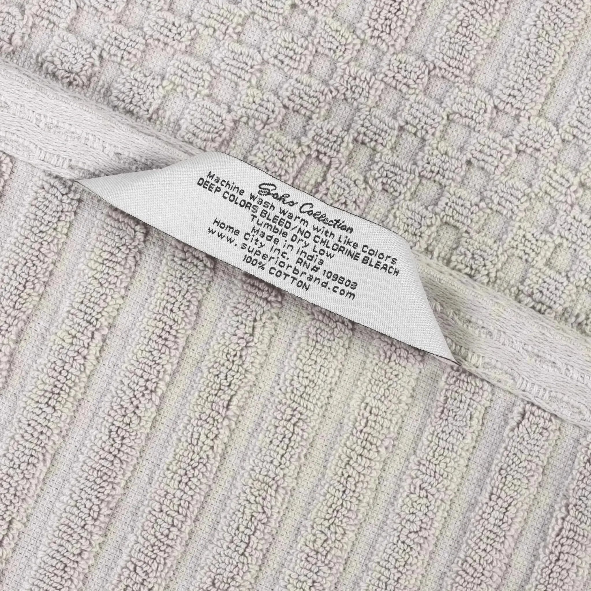 Cotton Rib Textured Ultra-Absorbent Bath Towel Set of 2