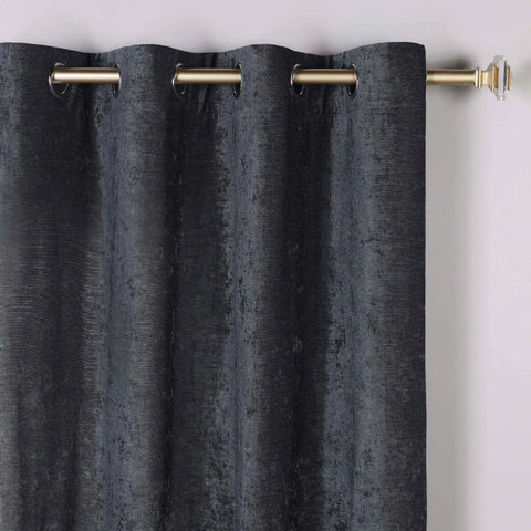 Noor Semi-Blackout Chenille Washable Grommet Curtains, Set of 2 Panels