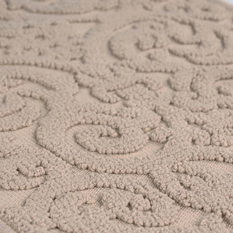 Venere Floral Scroll Textured Washable Bath Rugs, Set of 2