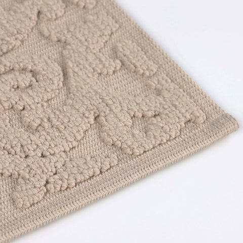 Venere Floral Scroll Textured Washable Bath Rugs, Set of 2