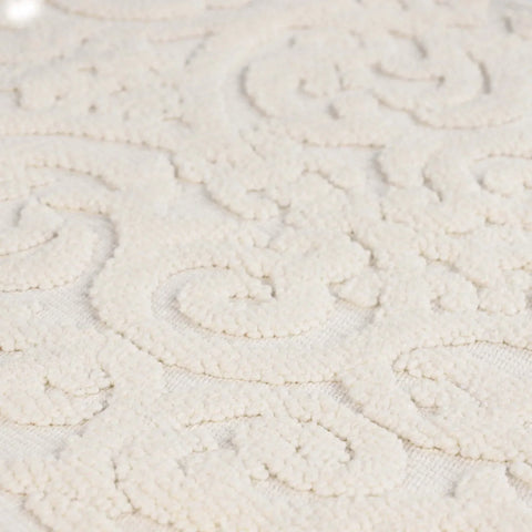 Venere Floral Scroll Textured Washable Bath Rugs, Set of 2