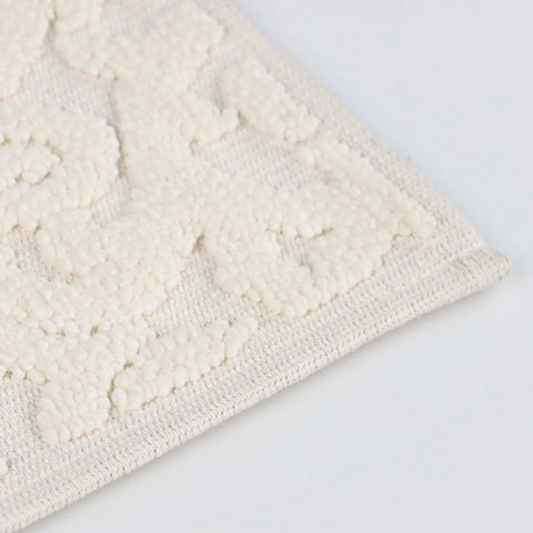 Venere Floral Scroll Textured Washable Bath Rugs, Set of 2