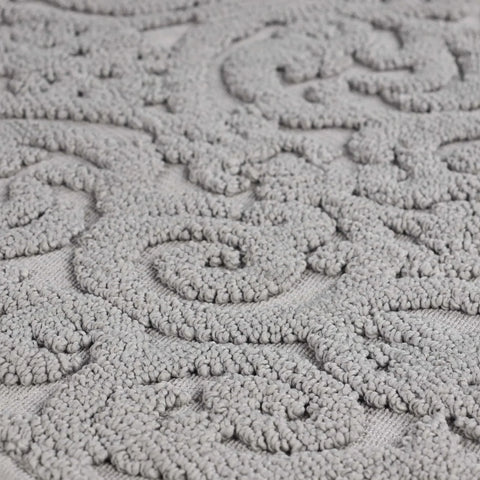Venere Floral Scroll Textured Washable Bath Rugs, Set of 2