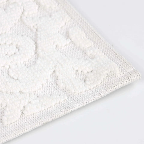 Venere Floral Scroll Textured Washable Bath Rugs, Set of 2
