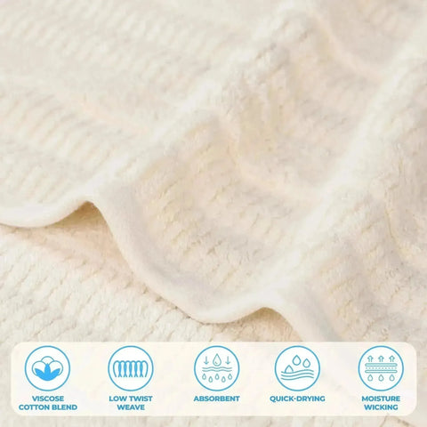 Mika Smart Twist Viscose Cotton Blend Solid Ribbed 8 Piece Towel Set