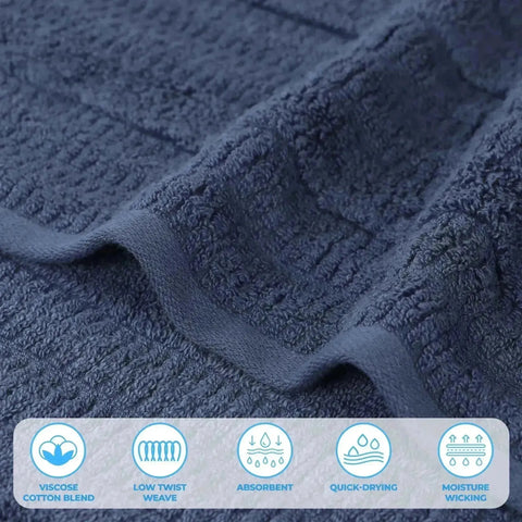 Mika Smart Twist Viscose Cotton Blend Solid Ribbed 8 Piece Towel Set