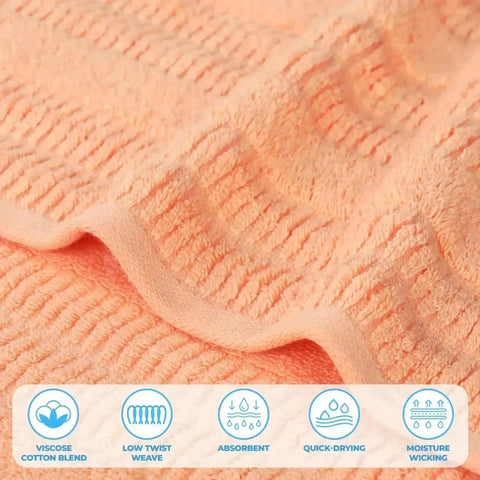 Mika Smart Twist Viscose Cotton Blend Solid Ribbed 8 Piece Towel Set