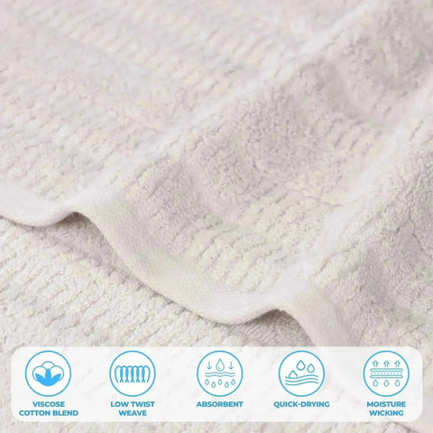 Mika Smart Twist Viscose Cotton Blend Solid Ribbed 8 Piece Towel Set