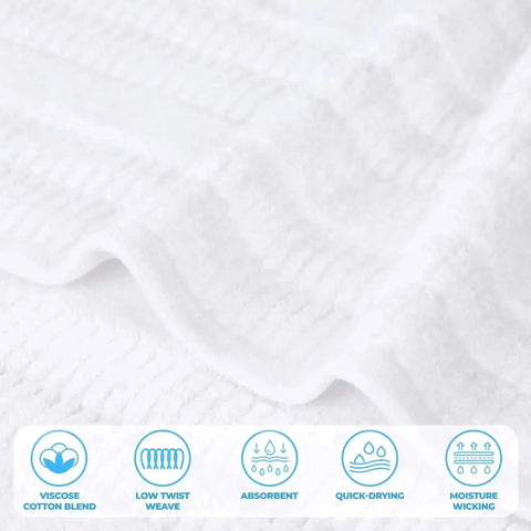 Mika Smart Twist Viscose Cotton Blend Solid Ribbed 8 Piece Towel Set