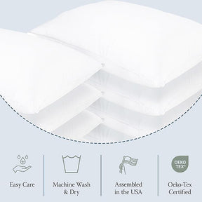 10-Pack Down Alternative Pillows - Soft/Medium for Back and Stomach Sleepers