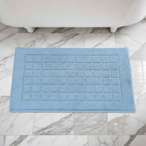 Nora Cotton Thick Solid Checkered Washable Bath Mat Set of 2