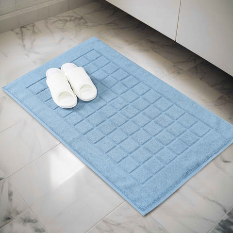 Nora Cotton Thick Solid Checkered Washable Bath Mat Set of 2