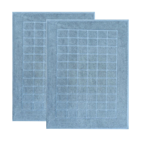 Nora Cotton Thick Solid Checkered Washable Bath Mat Set of 2