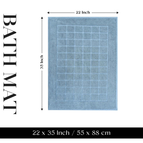 Nora Cotton Thick Solid Checkered Washable Bath Mat Set of 2